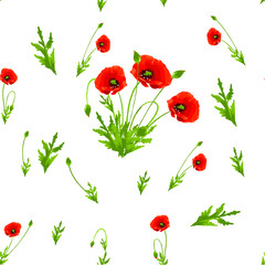 Patter nature red flowers. Flowers poppy .  Factory textiles. 