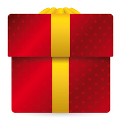 Obraz premium Isolated Red Gift Box with Golden Ribbon and Bow, Vector Illustration