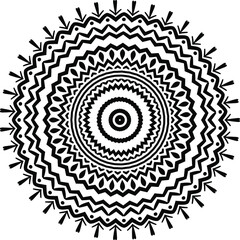 Indian decorative mandala. Black and white texture. Abstract pattern for tattoo and any kind of prints fabric design. Vector illustration