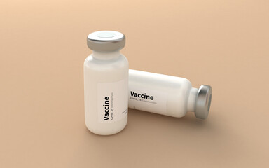 3d rendering of coronavirus vaccine.
vaccine bottle background.