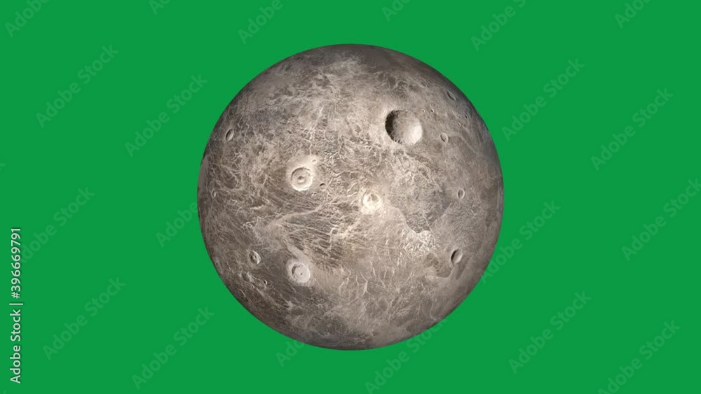 Wall mural beautiful planet of pluto animation in green screen. pluto is rotating. milky way galaxy's the small
