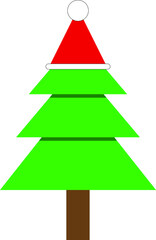 Fototapeta premium Simple cartoon hand drawn vector Christmas tree with ornaments
