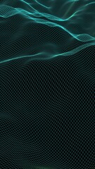 Abstract landscape background. Cyberspace green grid. hi tech network. 3D illustration
