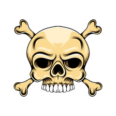 The head skull with the loosed eyes with the two bone crossed under it