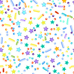 Sprinkles grainy. Seamless Pattern. Cupcake donuts