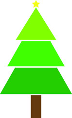 Simple cartoon hand drawn vector Christmas tree with ornaments