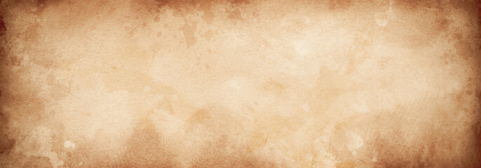 Vintage old paper banner background, Grunge brown paper texture or background with vignette.