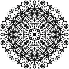 Hand-drawn coloring mandala. Coloring book page. Cloth design element, yoga logo, henna, tattoo.