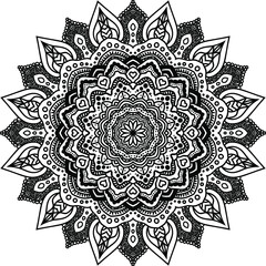 Hand-drawn coloring mandala. Coloring book page. Cloth design element, yoga logo, henna, tattoo.