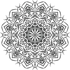 Hand-drawn coloring mandala. Coloring book page. Cloth design element, yoga logo, henna, tattoo.