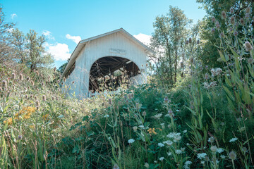 The Harris covered bridge in Philomath, Oregon, built in 1929. Artistic filter applied