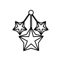 golden stars hanging decoration line style icon