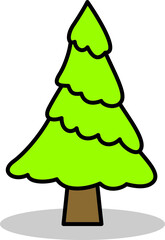 Fototapeta premium Simple cartoon hand drawn vector Christmas tree with ornaments