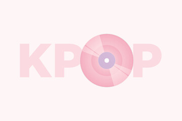 KPOP Vinyl Logo, Kpop Text, Korean Music, K-POP Branding, Vinyl LP Icon, Vector Illustration Background