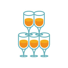 pile of champagne cups flat style icon