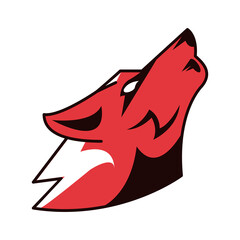 wolf howling head animal emblem icon