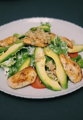 salad with avocado and meat