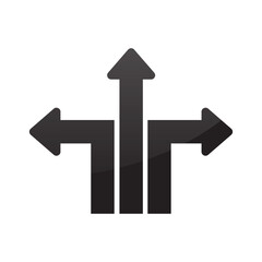 Three way direction arrow vector illustration.