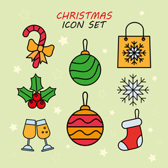 bundle of eight christmas set line and fill icons with lettering in green background vector illustration design