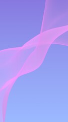 Pink wave on blue sky abstract background. Fluttering pink scarf. Waving on wind pink fabric. Vertical orientation. 3D illustration