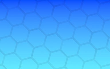 Translucent honeycomb on a gradient blue sky background. Perspective view on polygon look like honeycomb. Isometric geometry. 3D illustration