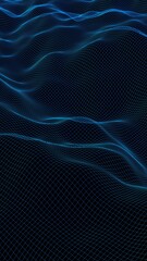 Abstract landscape on a dark background. Cyberspace navy blue grid. hi tech network. 3D illustration