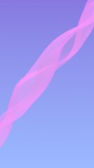 Pink wave on blue sky abstract background. Fluttering pink scarf. Waving on wind pink fabric. Vertical orientation. 3D illustration