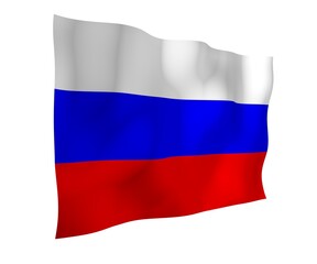 Waving flag of the Russian Federation. The National. State symbol of the Russia. 3D illustration