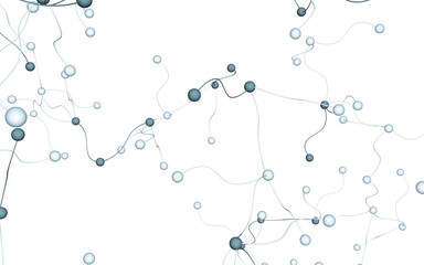 Neural network. Social network. Futuristic dna, deoxyribonucleic acid. Abstract molecule, cell illustration, mycelium. Light background. 3D illustration