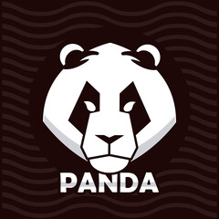 bear panda head animal emblem icon and lettering
