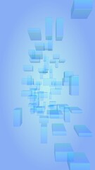 Blue and purple abstract digital and technology background. The pattern with repeating rectangles. Vertical orientation. 3D illustration