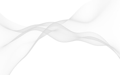 White abstract background. Fluttering white scarf. Waving on wind white fabric. 3D illustration