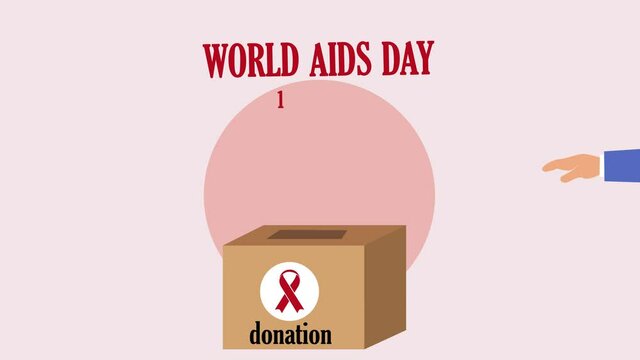 Hand animation putting a heart symbol on a box donation for World Aids Day. Shot in 4k resolution