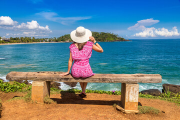 Woman at Mirissa Beach in Sri Lanka