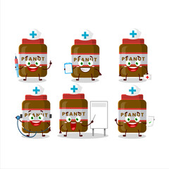 Doctor profession emoticon with peanut jar cartoon character