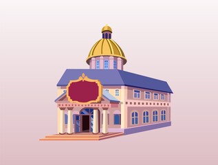 Vector of a building on purple background