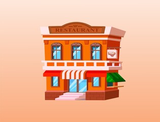 Vector of a restaurant on reddish background