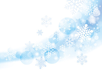 雪の結晶　クリスマスの背景　水色