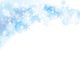 雪の結晶　クリスマスの背景　水色