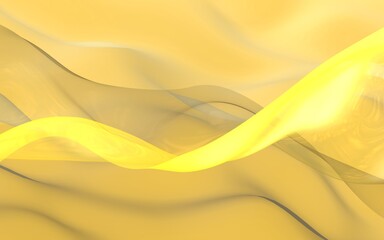 Abstract gold background. Beautiful backdrop with yellow waves. 3d illustration.