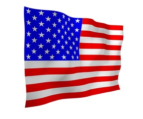 Obraz premium Waving flag of the United States of America. Stars and Stripes. State symbol of the USA. 3D illustration