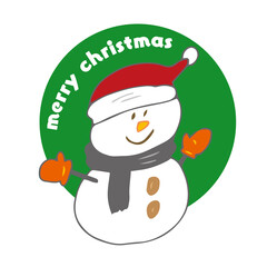 サンタクロース　帽子　雪だるま　冬　メリークリスマス
