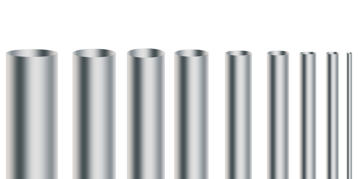Metal cylinders, great design for any purposes. Chrome texture. Metal gradient. Metallic collection. Stock image. EPS 10.