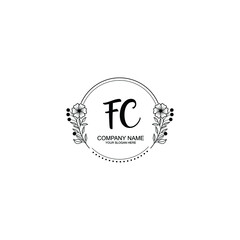 Initial FC Handwriting, Wedding Monogram Logo Design, Modern Minimalistic and Floral templates for Invitation cards
