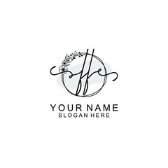Initial FF Handwriting, Wedding Monogram Logo Design, Modern Minimalistic and Floral templates for Invitation cards