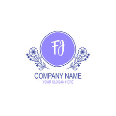 Initial FJ Handwriting, Wedding Monogram Logo Design, Modern Minimalistic and Floral templates for Invitation cards