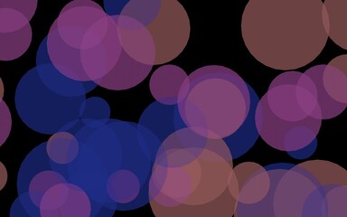 Multicolored translucent circles on a dark background. Red tones. 3D illustration