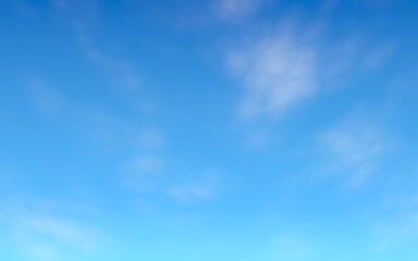 Blue sky background with white clouds. Cumulus white clouds in the clear blue sky in the morning. 3D illustration