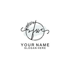 Initial FU Handwriting, Wedding Monogram Logo Design, Modern Minimalistic and Floral templates for Invitation cards