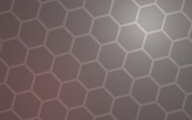 Honeycomb with color lighting, on a gray background. Perspective view on polygon look like honeycomb. Isometric geometry. 3D illustration